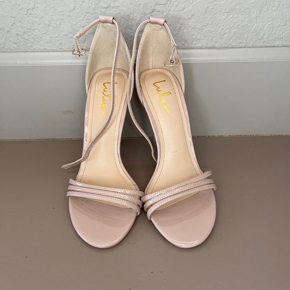Nude strappy heels